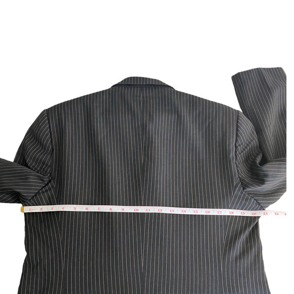 Hugo Boss 42R 100% Wool Sport COAT + VEST Blazer Jacket Striped 3Button Black - Picture 7 of 12